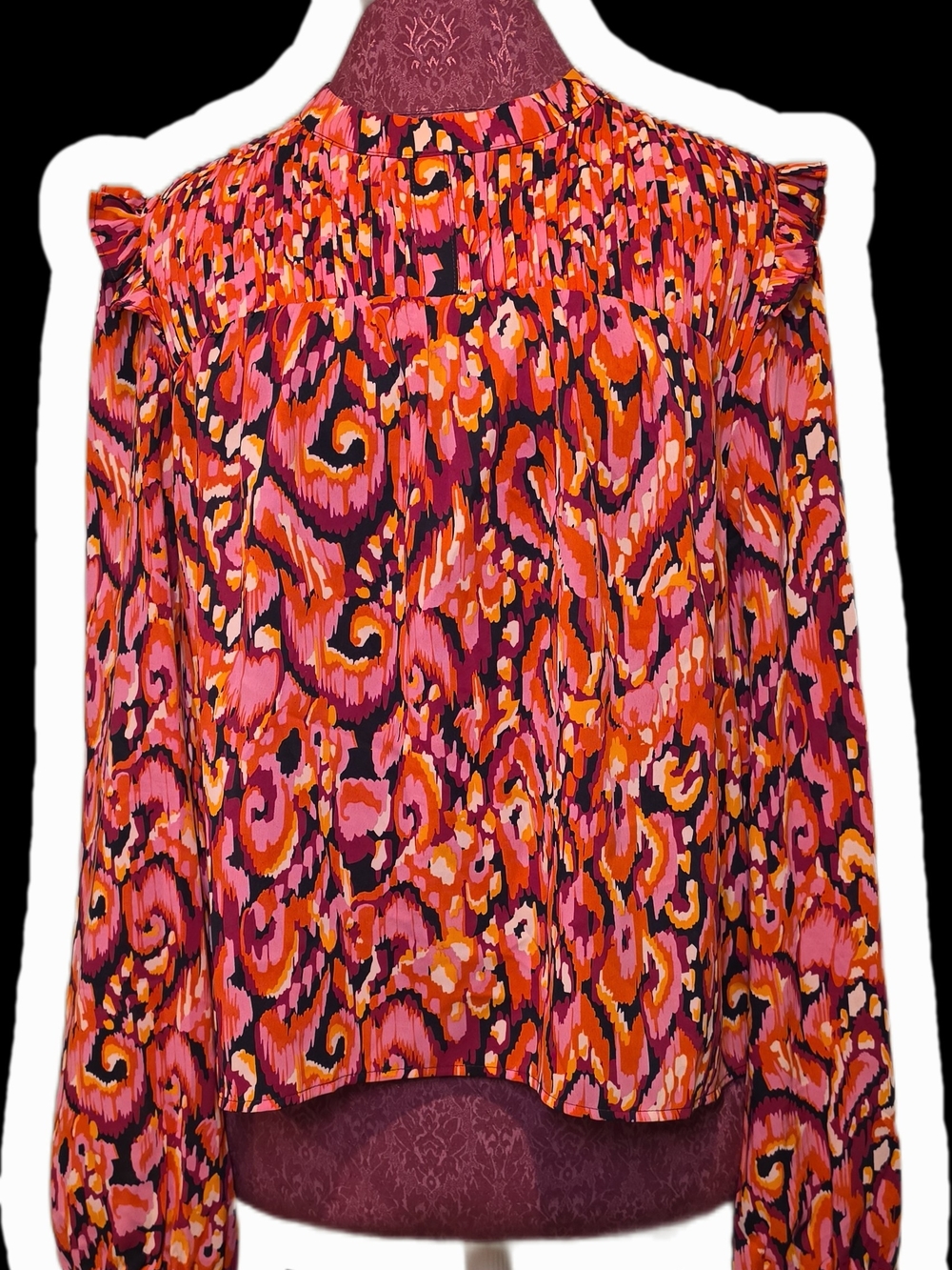 Pinch Pink & Orange Abstract Print Long-Sleeve Blouse